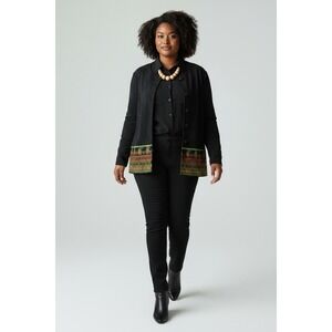 Jolibel Jacket Women's 16 Black Embroidered Button Up Vintage Boho Artsy